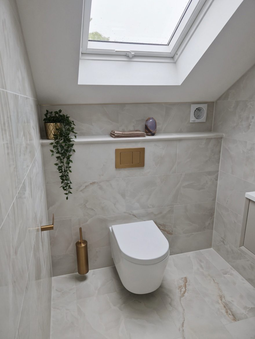 Wall-hung WC beneath a skylight